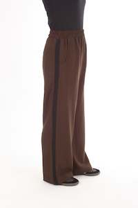 Olivia Pants: Olivia Pants - Chocolate with Black stripe - Pre-Order