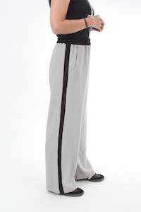Olivia Pants: Olivia Pants - Silver Grey with Black stripe - Pre-Order