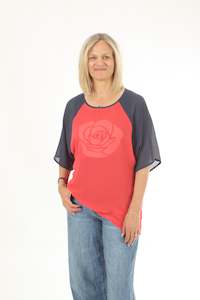 Last Ones: Kendra Top - Punch Body Denim Sleeve - Pre-Order