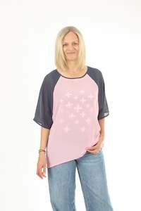 Last Ones: Kendra Top - Candy Floss Body Denim Sleeve - Pre-Order