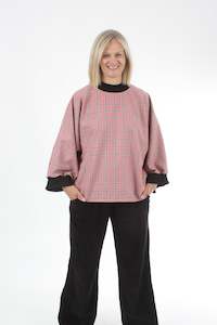 Sonia Tops: Sonia Top - Wool Pink Check black Trims
