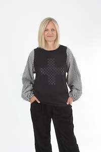 Alice Top - Black - Black Gingham Sleeves