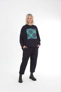 Oversized Sweater - Navy - Square Print - Pre-Order