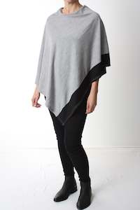 All Ponchos: Tri Poncho Merino - Grey with Black Trim - Pre Order 2 - 3 Weeks