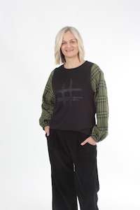 Alice Top - Black - Green Check - Pre Order