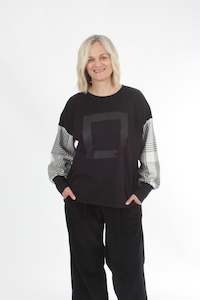 Quinn Tops: Quinn Top - Black - Black and White Check - Pre Order