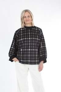Sonia Top - Wool Black Check black Trims