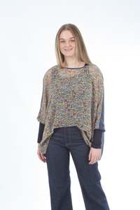 Wear Pink: Alexa Top - Floral Print - Denim with Navy Cuffs