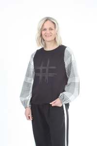 Alice Top - Black - Black Check - Hash Print