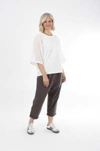 Bennie Top: Bennie Top - White with White Mesh sleeves
