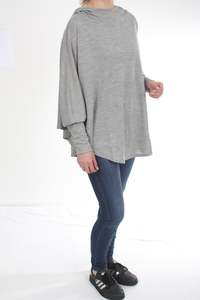 Hooded Poncho - Grey Merino - Grey trims - Pre-Order 2-3 weeks