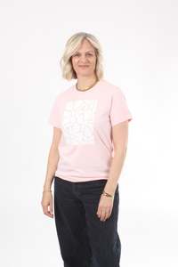 Tees: Tee Shirt - Pink - White Print - Pre Order