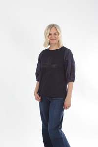 Bennie Top - Navy - Navy Patch sleeve