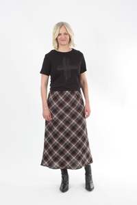 Bias Skirt: Bias Skirt -  Black and Chocoate Check