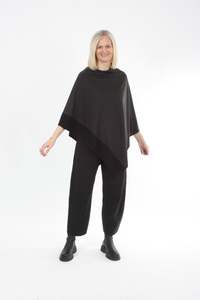 All Ponchos: Tri Poncho Merino - Espresso with Black Trim - Pre-Order