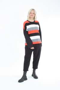 Tracee Top - Orange, White and Black