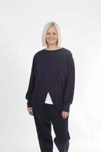 Latest: Cross Over Jumper square cut - Navy Merino