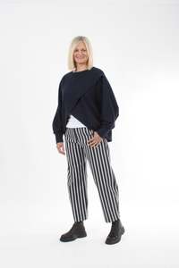 Latest: Jayne Pants - Navy White Stripe