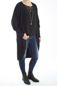 Cardi - Long - Black Merino - Pre-Order