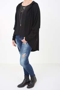 Cardi: Hooded Cardi - Merino - Black - Pre-Order