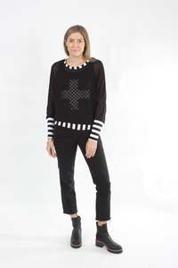 Lunar Tops: Luna Top - Black with Stripe trims - Pre-order