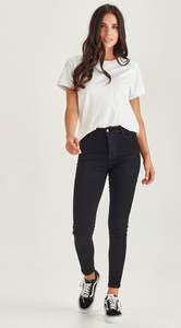 Jeans: Slip Ankle Grazer Jeans Black
