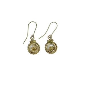 Gold Bezel Earrings Filled With 23kt Natural Gold Flakes: 14kt Natural Gold Nugget Bezel Earrings