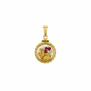 Gold Bezel With Gemstones: Medium 14ct Gold Bezel Pendant with Rubys