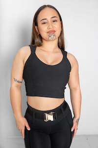 Sports bra: Black Ribbed Crop