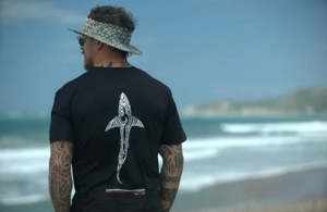 Wai-Tai Mens Black Kaitiaki Tee - white front tohu - was $60