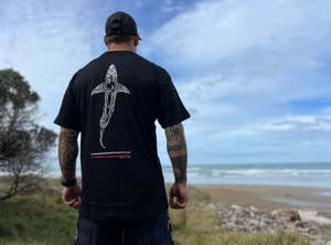 Adult T Shirts: Waitai Black Aotearoa Kaitiaki Tee - red tohu