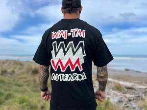 Adult T Shirts: Wai-Tai Aotearoa Mura Black Red Heavyweight Tee