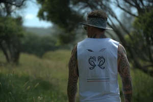 Adult Tanks: Wai-Tai White Tipua Muscle Top - was $55