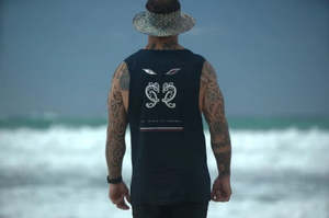 Adult Tanks: Wai-Tai Navy Tipua Muscle Top