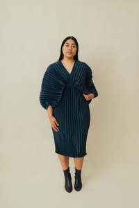 Sale: Haeata Pleated Dress | Navy [Final Sale]