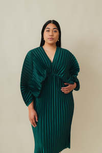 Haeata Pleated Dress | Pounamu [Final Sale]