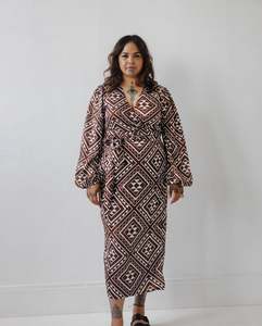 Best Selling: Tāniko Wrap Dress - Brown