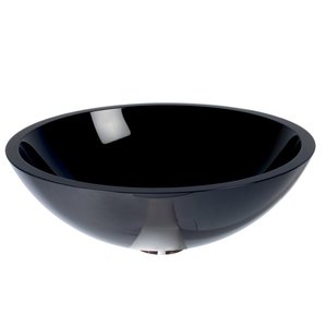 Vessel Basins: Lineabeta Glass Vessel Basin, Black, Ø 425mm