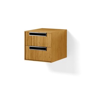 Lineabeta Bathroom Wall Unit, Natural Wood & Chrome, 2 Drawers