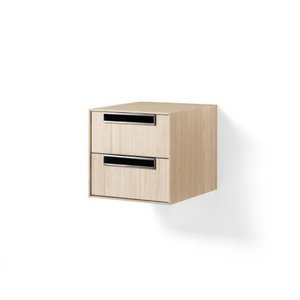 Wood: Lineabeta Bathroom Wall Unit, Whitened Wood & Chrome, 2 Drawers