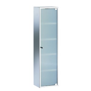 Lineabeta Stainless Steel Bathroom Cabinet, Glass Door, 90x25cm