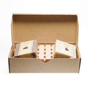 Products: Two Soap & Wooden Soap Rack Gift Box - Waiheke Soap Company