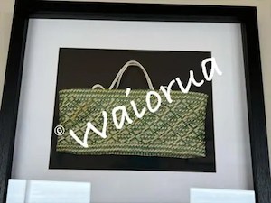 Framed Kete Whakairo – Waiorua Maori Weaving