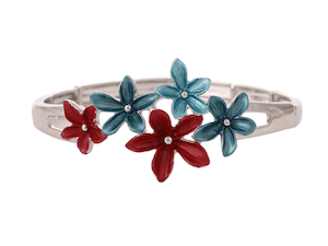 Bracelet Navy&Red flowers elastic MSB0829