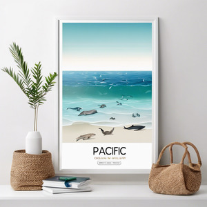 Pacific Ocean Wildlife Poster Waka Pacific