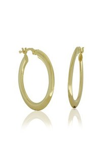 Products: 9ct yellow gold flat profile round hollow hoops from Walker and Hall Jeweller - Walker & Hall