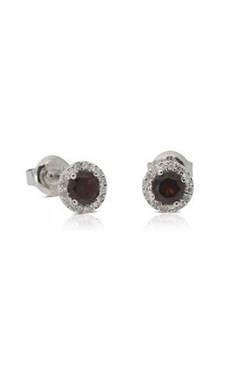 Products: 9ct white gold .05ct diamond and garnet studs from Walker and Hall Jeweller - Walker & Hall