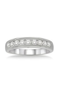 Products: 18ct white gold .50ct channel set diamond band from Walker and Hall Jeweller - Walker & Hall