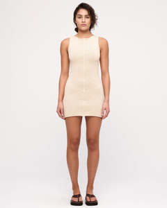 Boucle Knit Mini Dress - Coconut