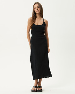 Womens Dresses: Rumi - Seersucker Midi Dress - Black